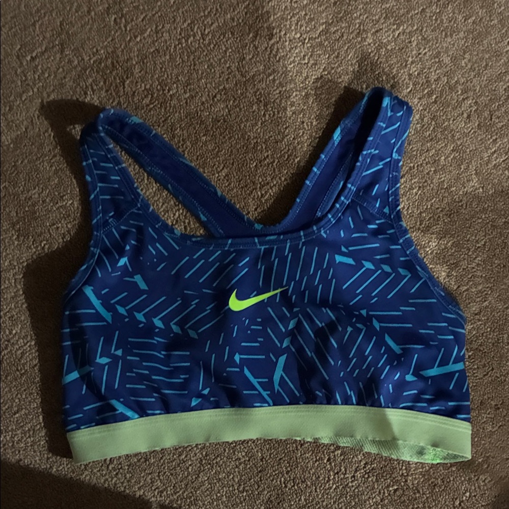 Nike Navy and Lime Sports Bra